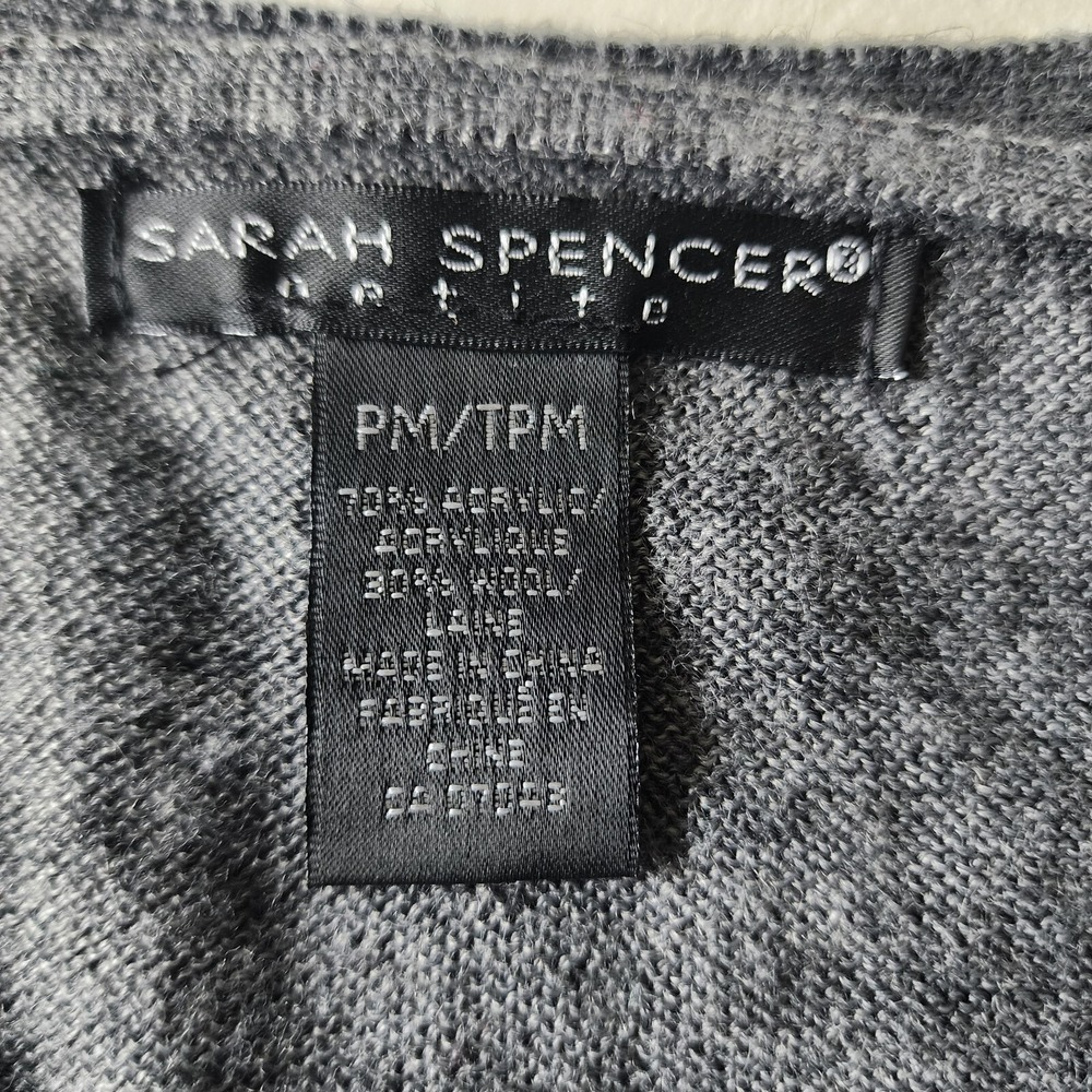 SARAH SPENCER Cardigan Womens Med Petite Wool Blend Knit‎ Pockets Classic Luxury - Picture 3 of 11